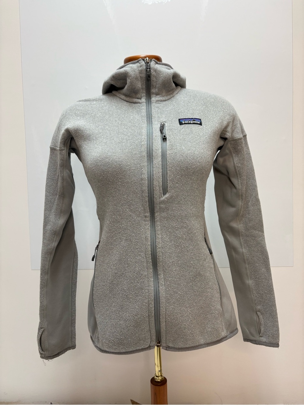 Patagonia Women’s Small Better Sweater Hoody Performance Knit Fleece Grey Zip Up